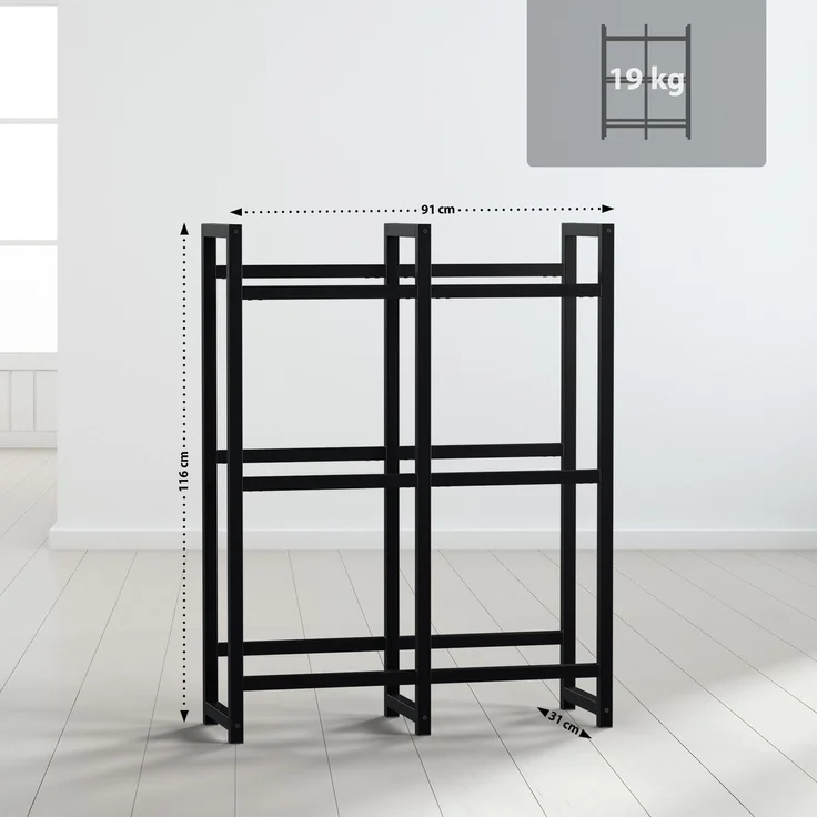 CLP Getränkekistenständer Stack aus Metall freistehend robust stabil,schwarz 116x91x31 cm – Bild 2