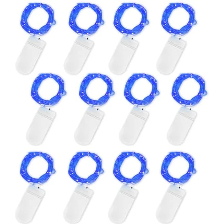 Jsdoin LED Mini Lichterkette mit Batterie, 12x20er Micro Lichterkette außen Batterie, 2M DIY kleine Lichterketten Wasserdicht für Party Hochzeit Weihnachten Beleuchtung Deko (Blau) – Bild 1