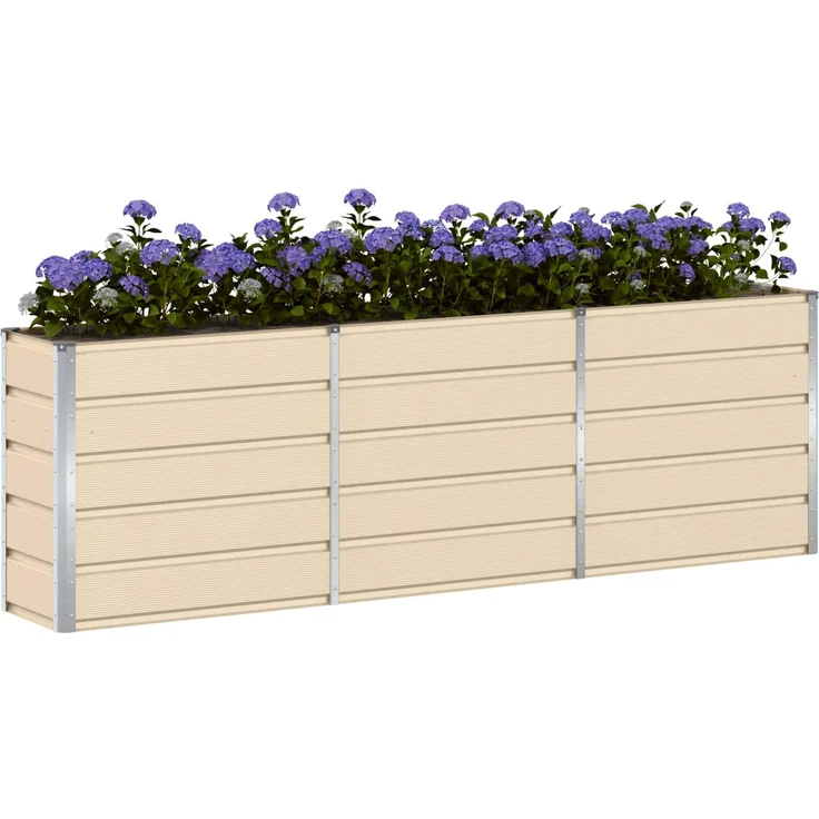 vidaXL Pflanzkübel Elfenbein 240 x 40 x 75 cm Stahl 42018085 – Bild 3