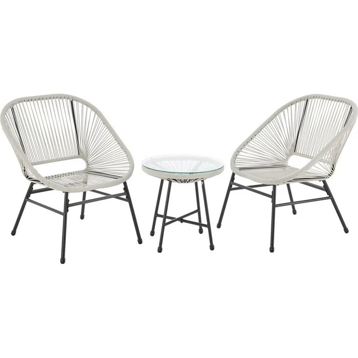 SVITA Balkonset TULUM, (Set, 3-teilig), Garten-Möbel, 2 Stühle, mit Tisch, Weiß – Bild 5