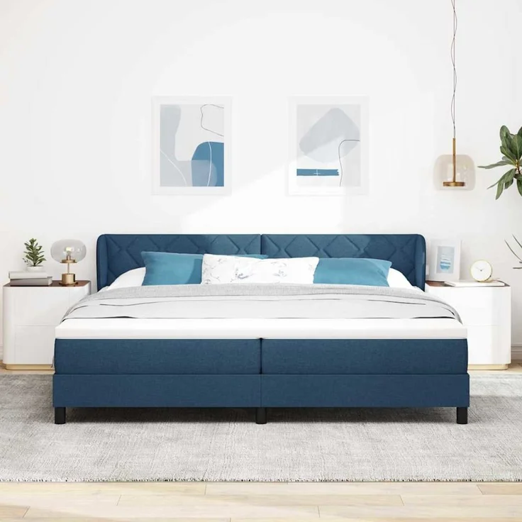 vidaXL Boxspringbett mit Kopfteil Blau 200 x 200 cm Stoff 3340114 – Bild 3