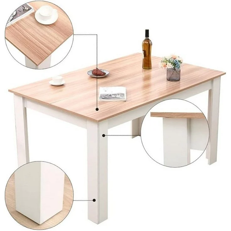 Mondeer Esstisch Esszimmertisch, 138 x 90 x 75cm, Eiche und Weiß – Bild 2