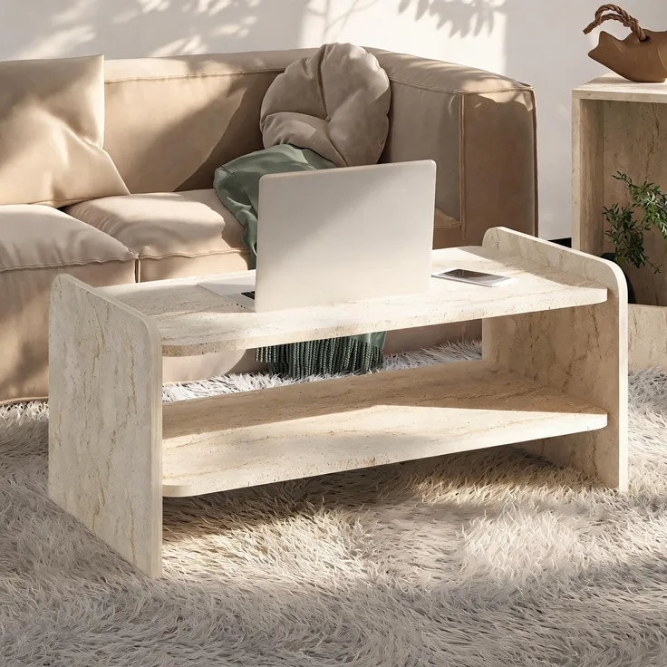 Skye Decor 'Amon - Travertine' Couchtisch, Travertin, 89,8 x 39,8 x 44,8 cm