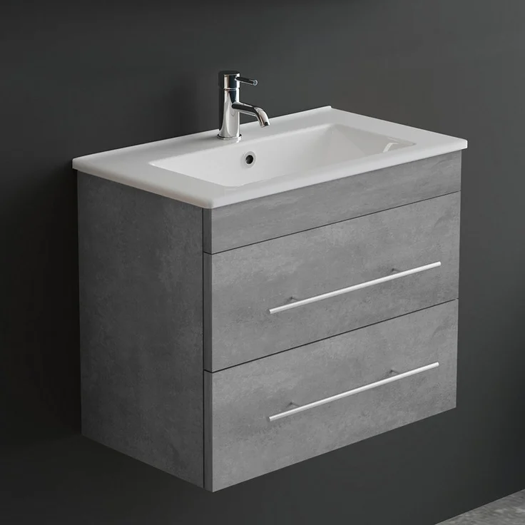 Alpenberger Badmöbel-Set Waschbecken mit Unterschrank - Waschbeckenunterschrank mit Schubladen, (Badezimmerschrank - Grau, Schrank Badschrank - 60 cm), Gäste WC & Badezimmer Set - Waschtisch mit Nano – Bild 5