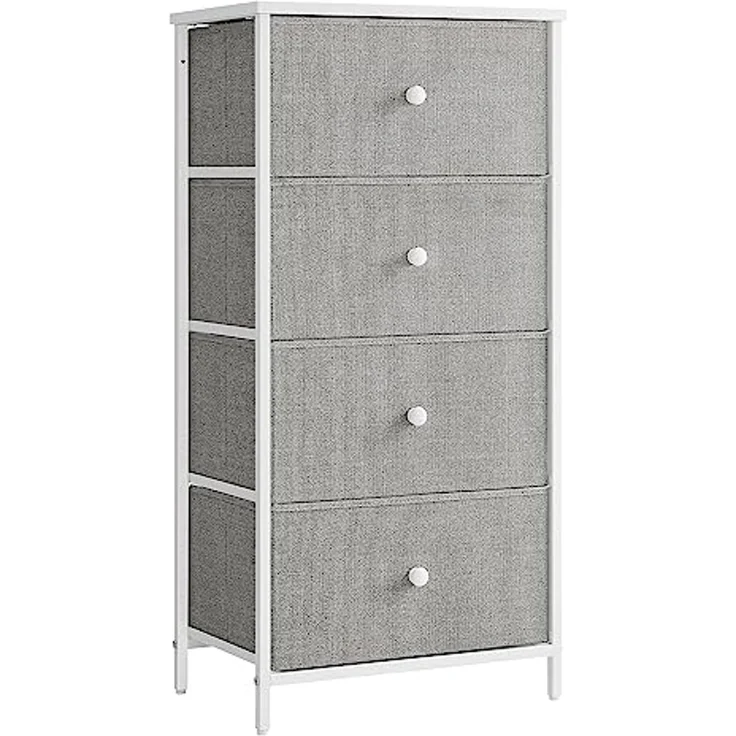 Songmics 'STL314L10' Kommode mit 4 Stoff-Schubladen, Holz / Stahl taubengrau-cremeweiß, 91,7 x 30 x 45 cm – Bild 1