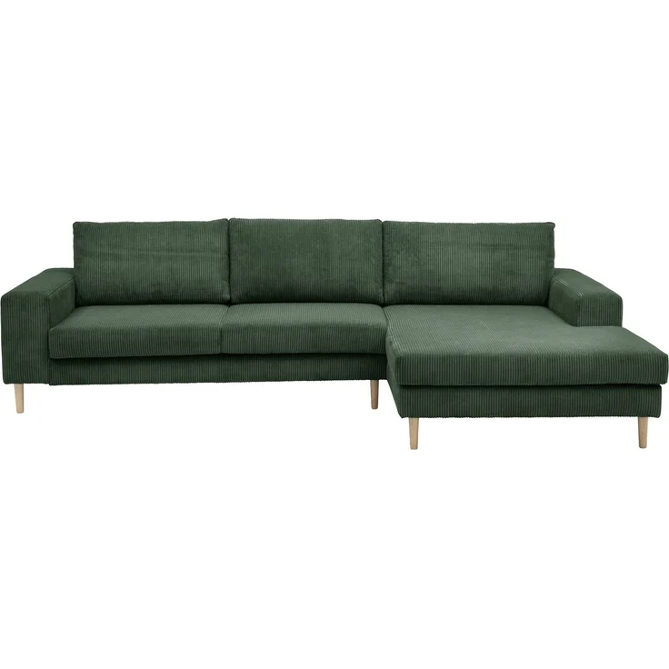 Sofa mit Longchair rechts Kaylynn Cordstoff dunkelgrün – Bild 2