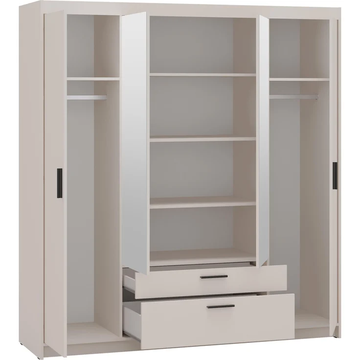 AX LIVING Beige Kleiderschrank mit Spiegel Storicos 4T 176,3cm breit – Bild 3
