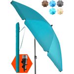 4smile Strandschirm SunnyJoy, Ø 180 cm Türkis - UPF 50+ Sonnenschirm Strand, Sonnenschirm Balkon - Strandschirm windfest stabil, Balkon-Schirm mit Hülle, Gartenschirm