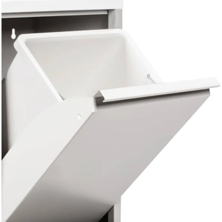 Dmora Platzsparender Abfalleimer für differenziert mit vier Eimer, Farbe weiß, Maße 60 x 92 x 25 cm – Bild 7
