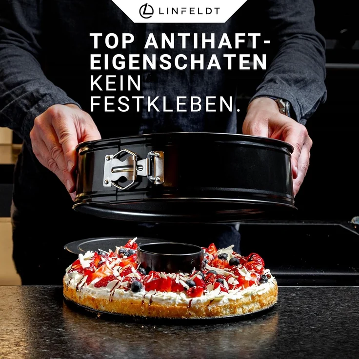 LINFELDT Springform Backform Auslaufsicher & Antihaft Kuchenform mit Ring ⌀ 28 / 26, Teflon - Beschichtung – Bild 2