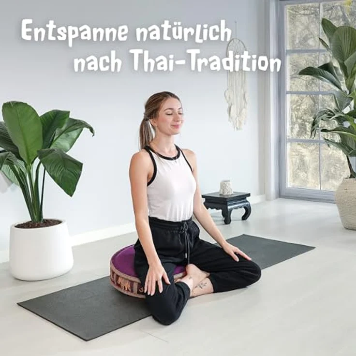 livasia Meditationskissen Zafukissen groß (Deluxe) vegan und handgefertigt, 44x15cm, Kapok – Bild 7