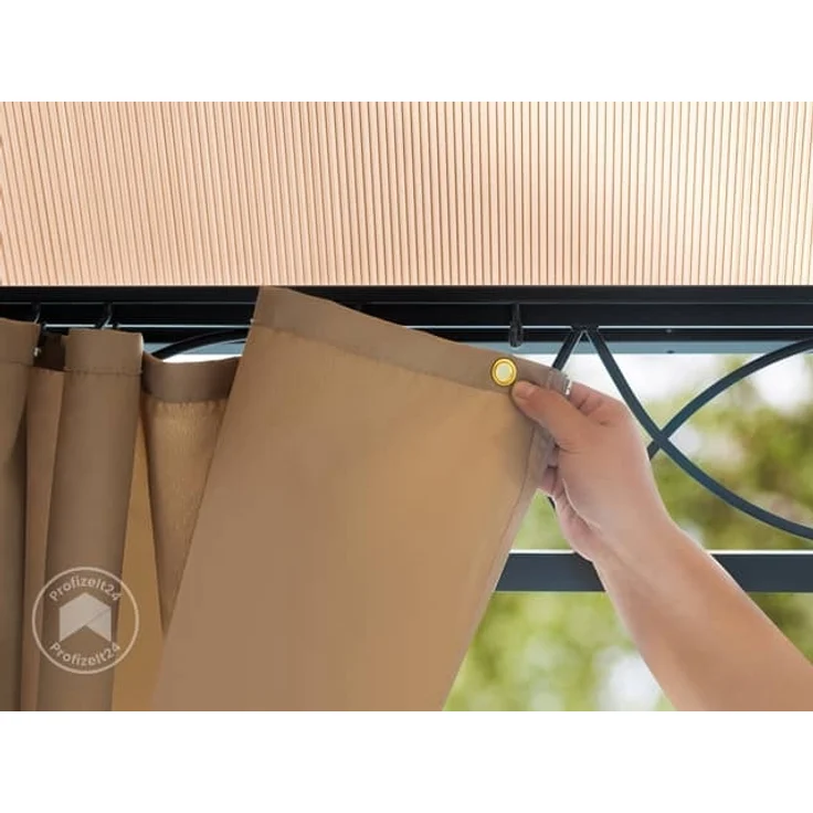 Gartenpavillon 3x3 m wasserdicht ALU Deluxe Pavillon mit 4 Seitenteilen Partyzelt in taupe lichtdurchlässiges PC Dach – Bild 8