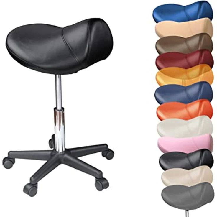 Duke-Handel Drehhocker Sattelhocker, Arbeitshocker, Rollhocker, Hocker, Sattelstuhl (1 St, in vielen Farben erhältlich), höhenverstellbar, ergonomisch, Rückenschonend – Bild 2