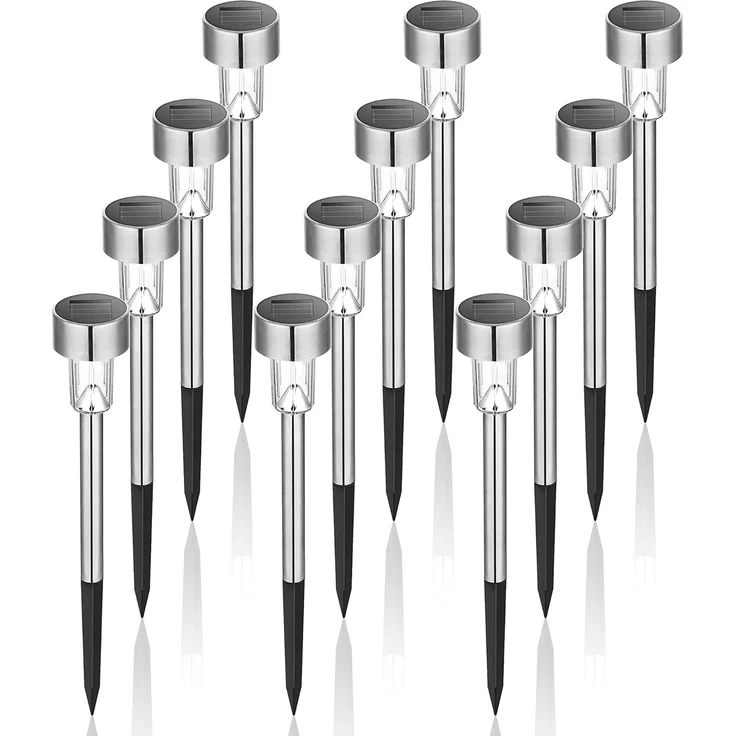 GIGALUMI Solarlampen für außen, Solarleuchten für Garten, 12 Stück, wasserdichte Solar Gartenleuchten für außen Garten, Balkon, Terrasse, Rasen, Wege (kaltweißen) – Bild 1