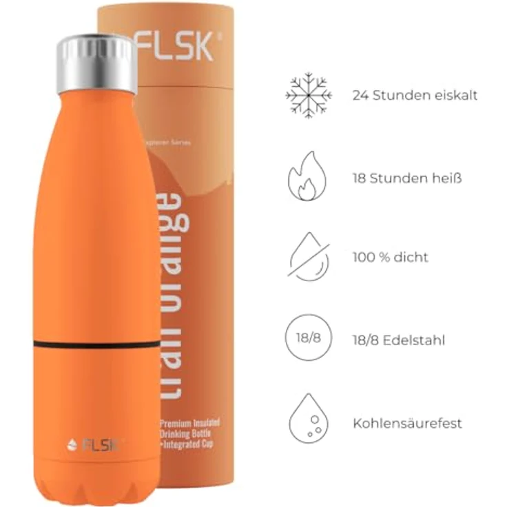 FLSK Explorer Trail Orange Trinkflasche mit Trinkbecher 700 ml – Bild 4