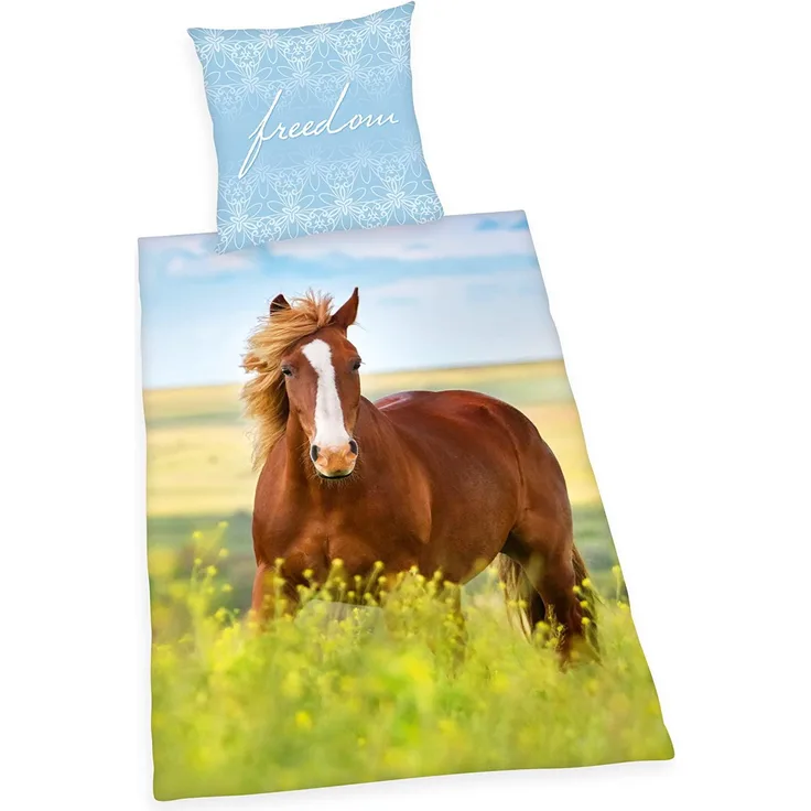 Herding Flanell Bettwäsche mit Pferd 135x200 cm 80x80 cm 100% Baumwolle