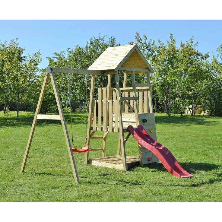 Wendi Toys Holz Spielturm Panda | inkl. Rutsche,