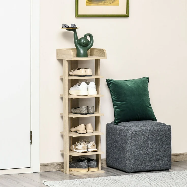 Mobiles Schuhregal aus Holz für 6 Schuhe mit Ablagefläche 32x30x104cm, 32.0×30.0×104.0cm, Rovere, MELAYR – Bild 3