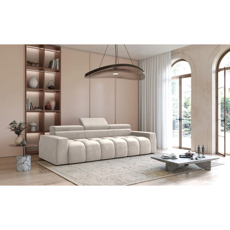 Bigsofa Couchgarnitur DARCY Megasofa in Stoff Salvador Beige – Bild 1