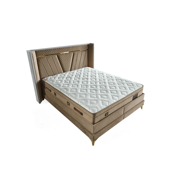 Schlafzimmer-Set "Elvina" – Bett mit Bettkasten mit Matratze, Nachttisch, Kommode, Bettbank-Braun – Bild 7