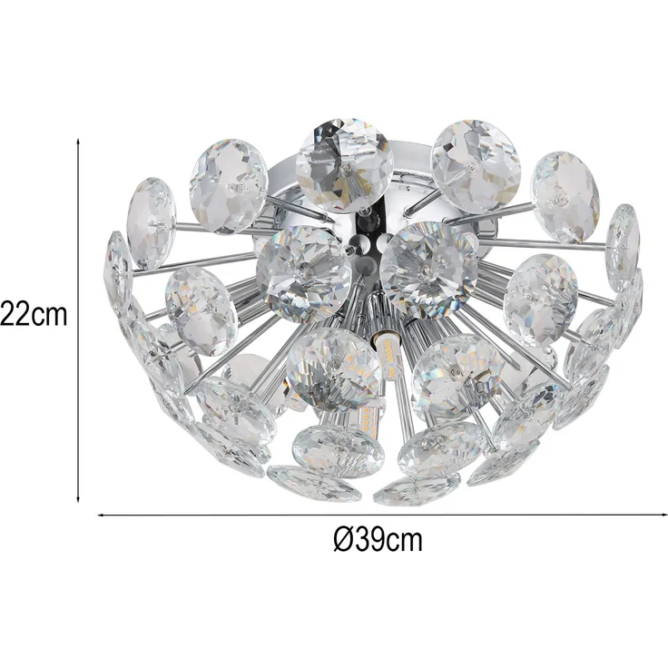 Elegante LED Deckenleuchte in Silber Chrom mit K9 Kristallen, Ø 39cm – Bild 4