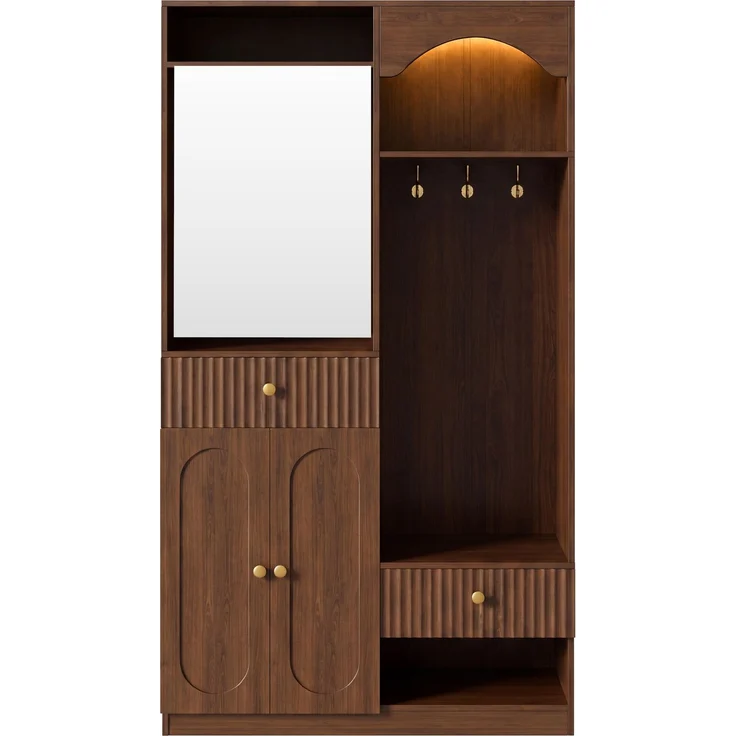 Kompaktgarderobe mit Spiegel und Sitzbank,Flurgarderobe mit Schuhschrank und Haken, Kleiderhaken,Kompaktgarderobe,Flurmöbel Set,Flurgarderobe – Bild 9