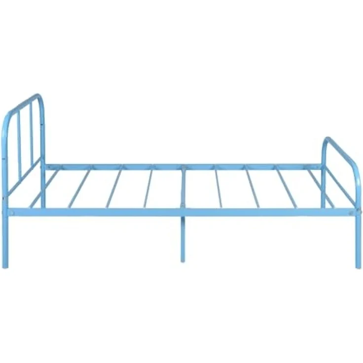 FurnitureR Bettgestell für Einzelbett, aus Metall, Farbiger Bettrahmen mit Lattenrost und Kopfteil, Bett für Schlafzimmer, Junior, geeignet für 190x90 cm, Matratze, blau – Bild 6