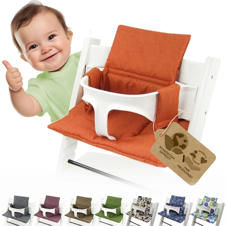 Ersatzbezug Sitzkissen kompatibel mit Stokke Tripp Trapp (org. orange) | Bezug Kissen-Set Sitzverkleinerer, Mod. 2