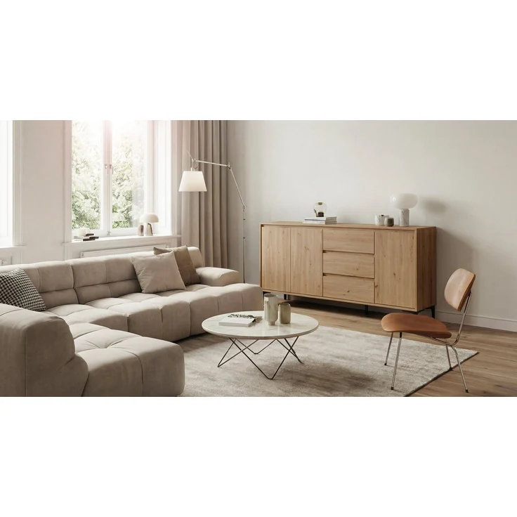 Newroom Sideboard Artisan Eiche 170 cm, Wildeiche Sideboard Vintage Industrial Highboard Anrichte Wohnzimmer – Bild 4