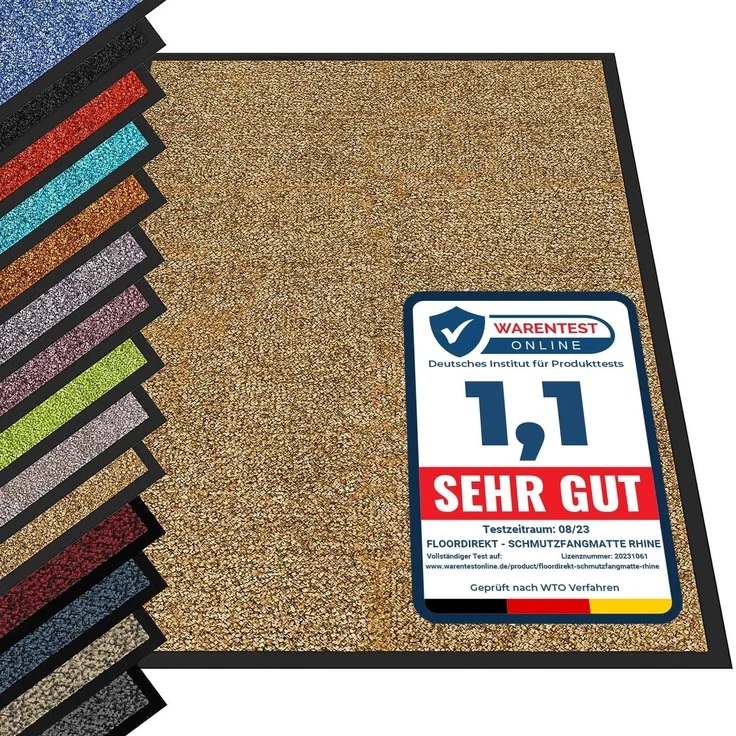 etm Hochwertige Fußmatte | schadstoffgeprüft | bewährte Eingangsmatte in Gewerbe & Haushalt | Schmutzfangmatte mit Top-Reinigungswirkung | Sauberlaufmatte waschbar & rutschfest (120x180 cm, Beige)