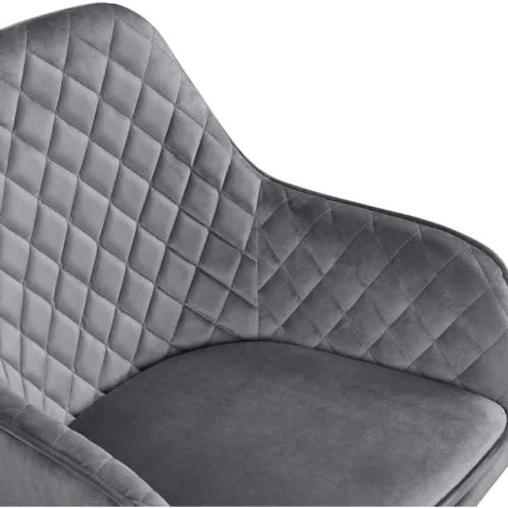 Yaheetech Esszimmerstühle 2er Set Küchenstühle, Polsterstühle mit Armlehnen Metallbeine, Seesel aus Samtstoff für Arbeitszimmer/Wohnzimmer, Hellgrau – Bild 11