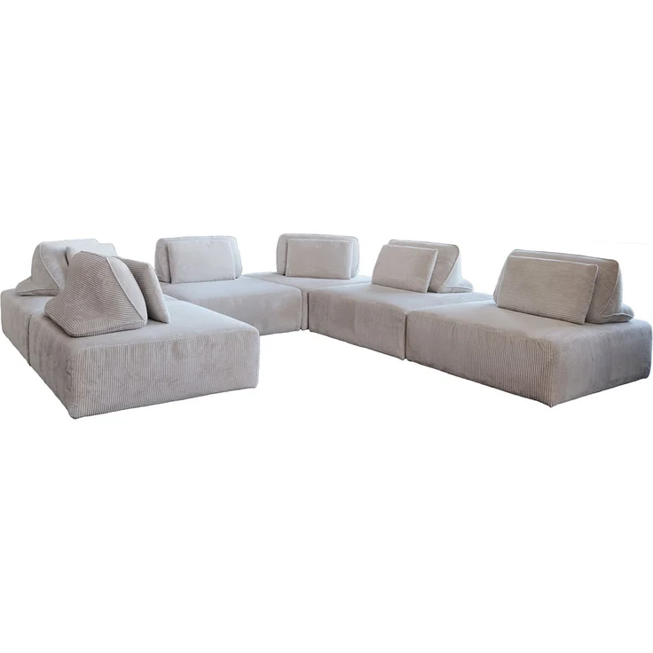 KAWOLA Modulsofa WIOLO SOFT 6 Module 6 Rückenkissen Cord hellgrau 84 x 333 x 333 cm – Bild 3