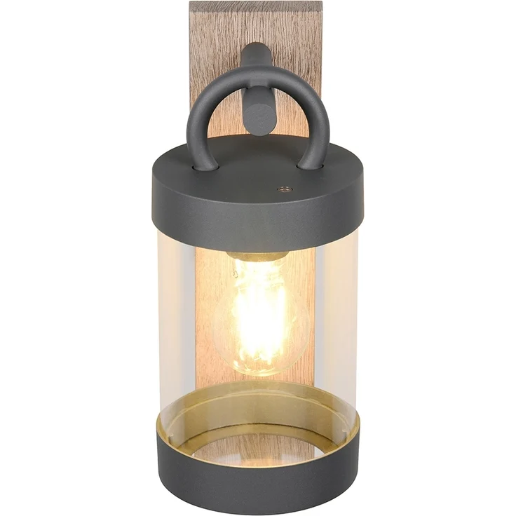 Außenwandleuchte SAMBESI Laterne im Landhausstil, Holzoptik, Höhe 33cm – Bild 6