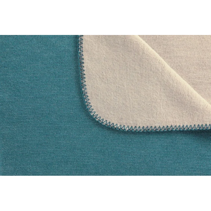 Biederlack Wohndecke Kuscheldecke 150x200 Melange Wende uni petrol stein 829283 – Bild 2