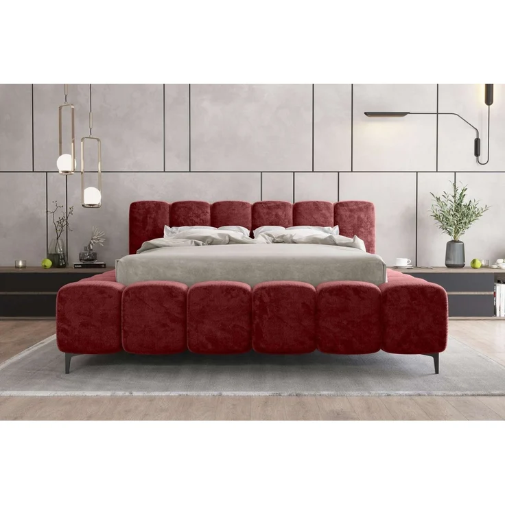 99rooms Cozy Polsterbett 180x200 cm Chenille APHRODITE Chianti – Bild 1