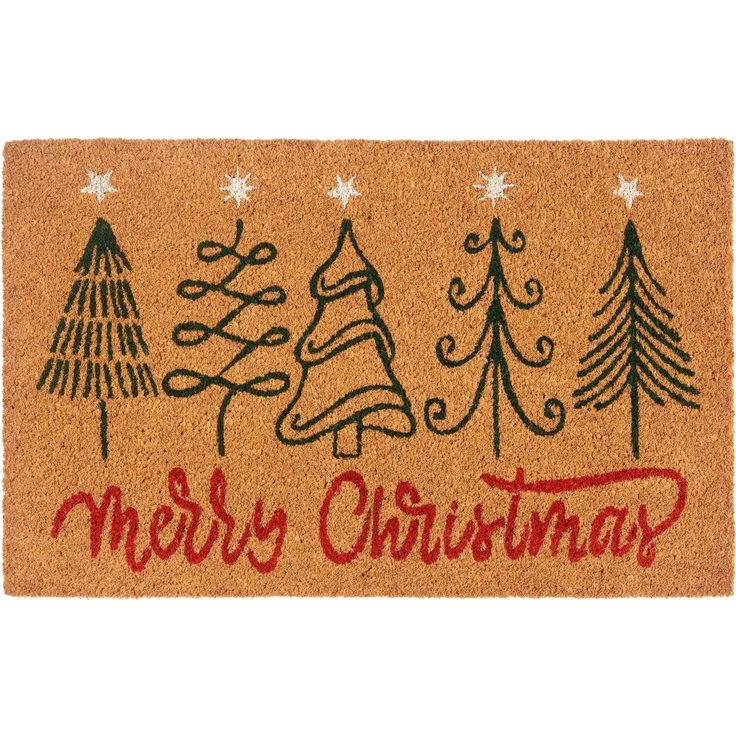 HANSE Home Fußmatte Kokos Five Christmas Trees, Türmatte, rechteckig, Höhe: 15 mm, Schmutzfangmatte, Rutschfest, Outdoor, Weihnachten, Kokosmatte, Flur – Bild 5