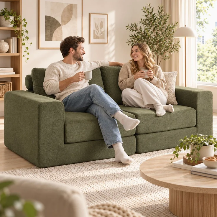 HOMCOM Schlafsofa, Polyester, Grün, 208 x 181 x 58 cm – Bild 9