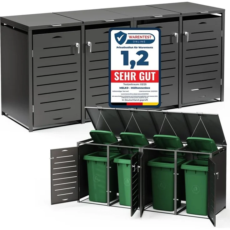 Melko Mülltonnenbox Mülltonnenverkleidung 240L Tonnenhaus Mülltonnenhaus Abfallbehälter (Set, Set), modular erweiterbar – Bild 2