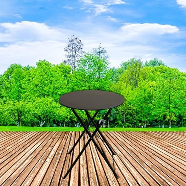 Koopman Gartentisch Balkontisch Terrassentisch Metall Rund Ø 60 cm Anthrazit (1-St), Klapptisch, zusammenklappbar, leicht zu verstauen, Bistrotisch – Bild 2