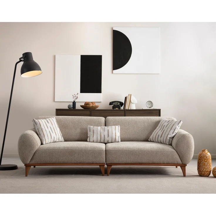 Sitzgruppe/Sofa Set - Wohnzimmergarnitur "Calathea" 3+2+1 + Hocker-Beige – Bild 5