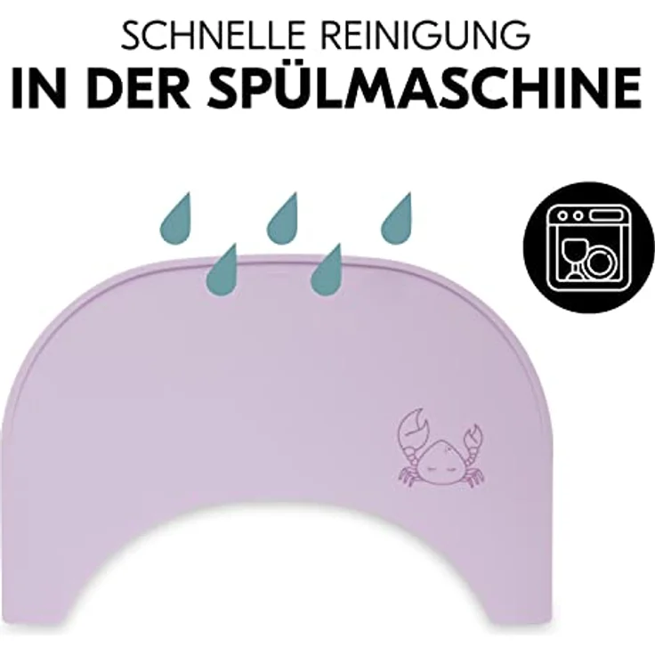 Hauck Silikon Auflage für Hochstuhl Alpha Essbrett Wooden/Click Tray oder Esstisch - Baby und Kinder Platzdeckchen, Abwaschbar, Rutschhemmend und Temperaturbeständig (Crab Lavender) – Bild 4