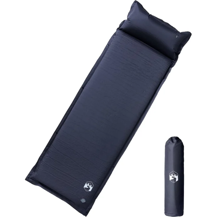 vidaXL Selbstaufblasende Isomatte mit Kissen Grau 4007133 – Bild 1