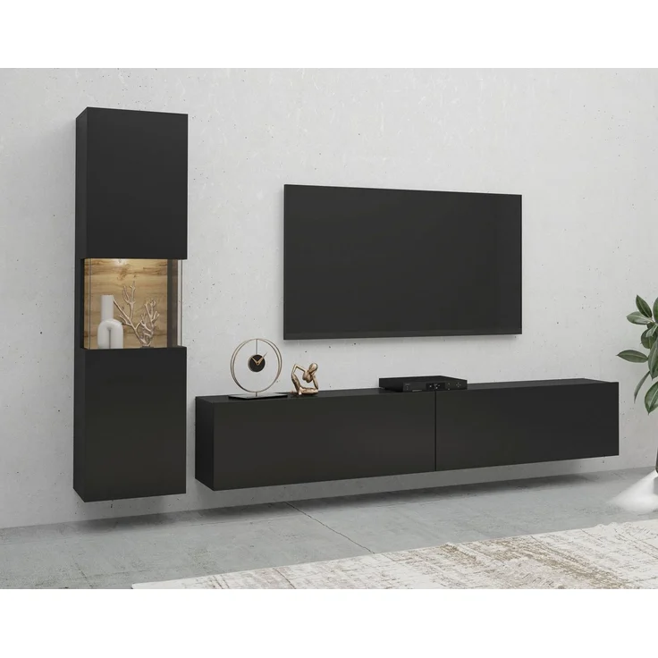 Home affaire Wohnwand Ava, Wohnzimmer-Set hängend/stehend montierbar, Vitrine, Lowboard, 2-tlg. – Bild 1