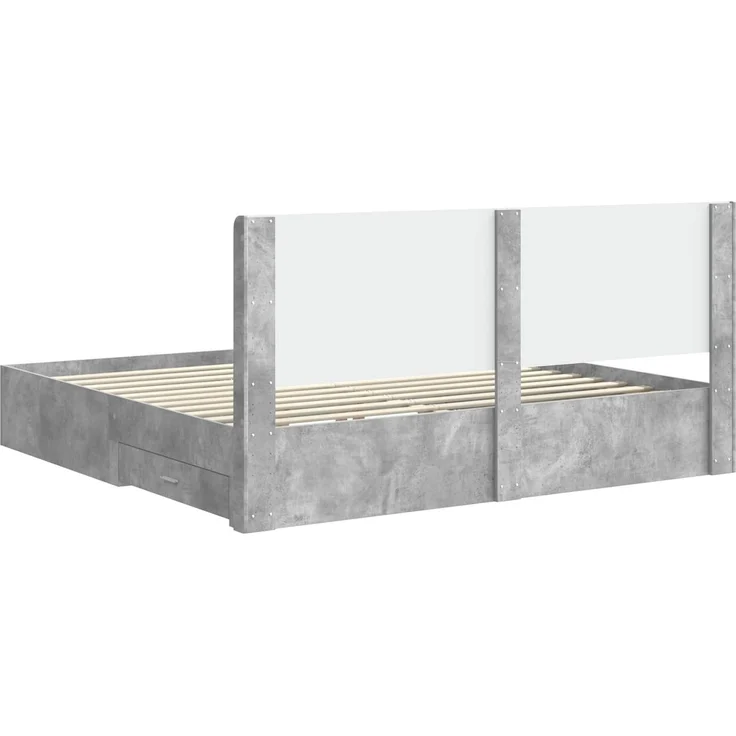 vidaXL Bettgestell mit Stauraum und Kopfteil Betongrau Holzwerkstoff 3414082 – Bild 8