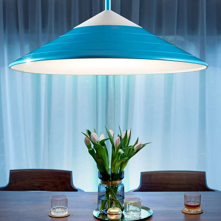 LED Hängeleuchte, Esszimmer, blau, warmweiß, H 150cm – Bild 5