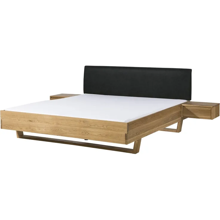 Bett mit Nachttischen Fichte 160x200x85 natur gebeizt / geölt, Kopfteil anthrazit FICHTELBERG #46