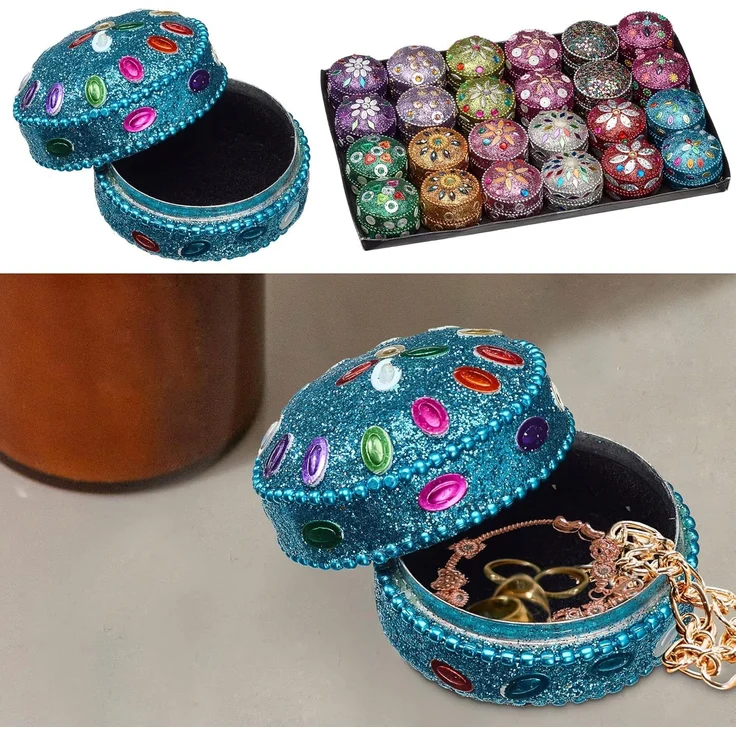 CEPEWA Aufbewahrungsbox Schmuckdose Orient 24er Set Ø4,5cm Schmuckkästchen Dose Box Glitzer – Bild 1