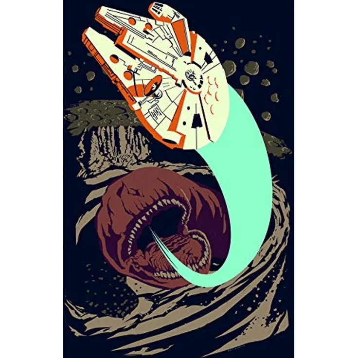 Komar Wandbild | Star Wars Classic Vector Asteroid Worm | Hochwertiger Kunstdruck auf Premium-Fotopapier, 40 x 50 cm ohne Rahmen, für Kinder- und Jugendzimmer