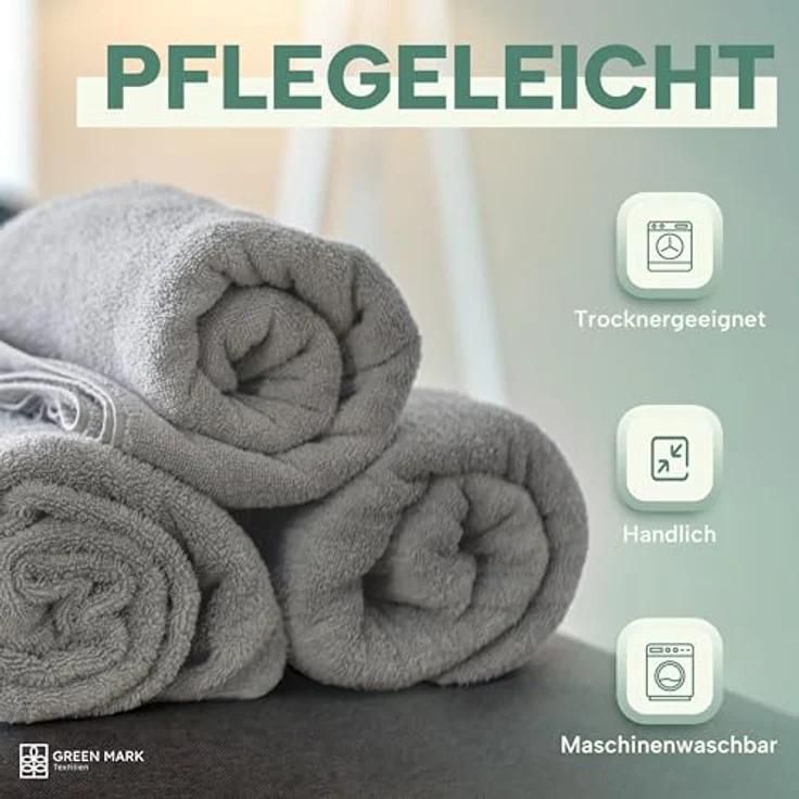 NatureMark 8er Spar-Pack Frottier Handtücher, Handtuch-Set, 50x100 cm, Silber grau, 100% Baumwolle – Bild 7