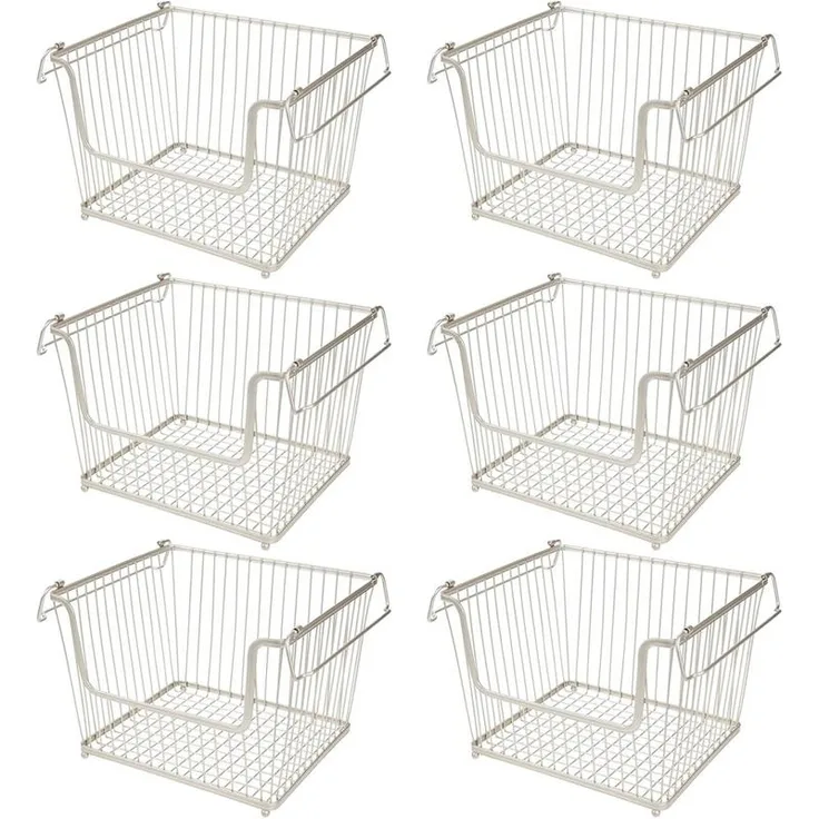 mDesign Ablagebox Gitterbox Drahtkorb Aufbewahrung 6er Set Metall Mattsilber